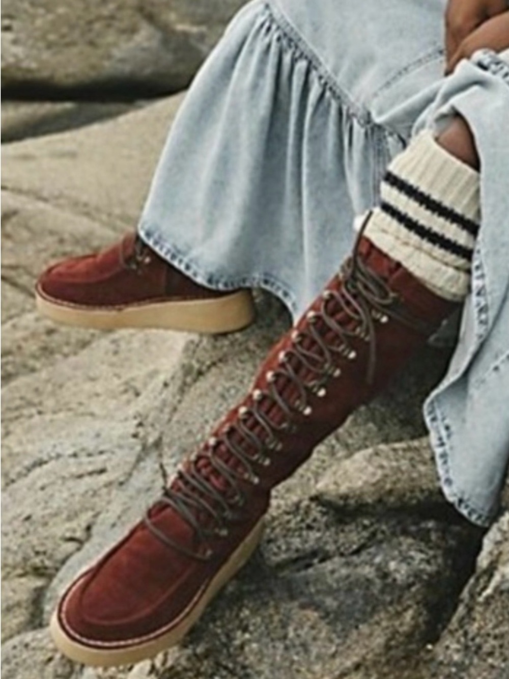 Free People - Ava Tall Lace Up Boots